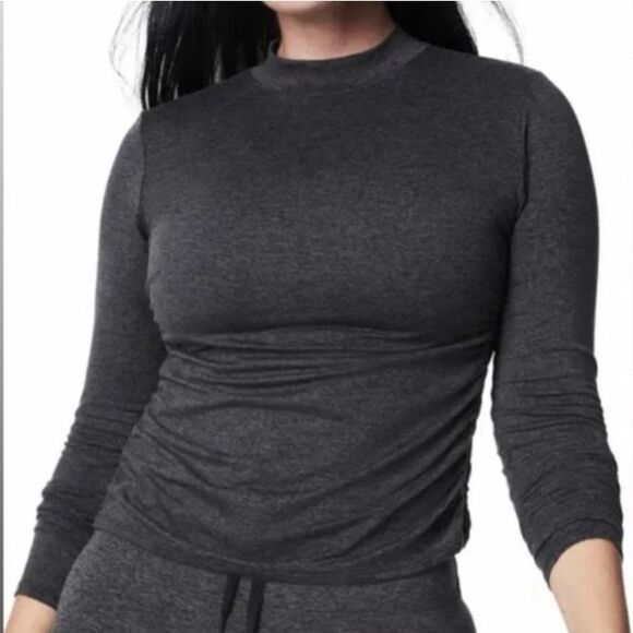 Spanx 50880R Women's Sz S Very Black Dash Heather Skysoft Mock Neck L/S Top - Picture 11 of 11